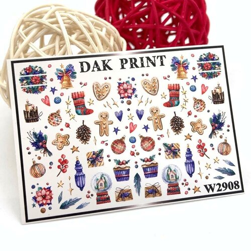 Слайдеры для маникюра (водные наклейки) для дизайна ногтей Новогодний сет