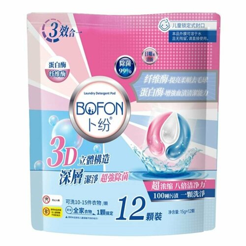 Капсулы для стирки Bofon 3 в 1, 12 шт