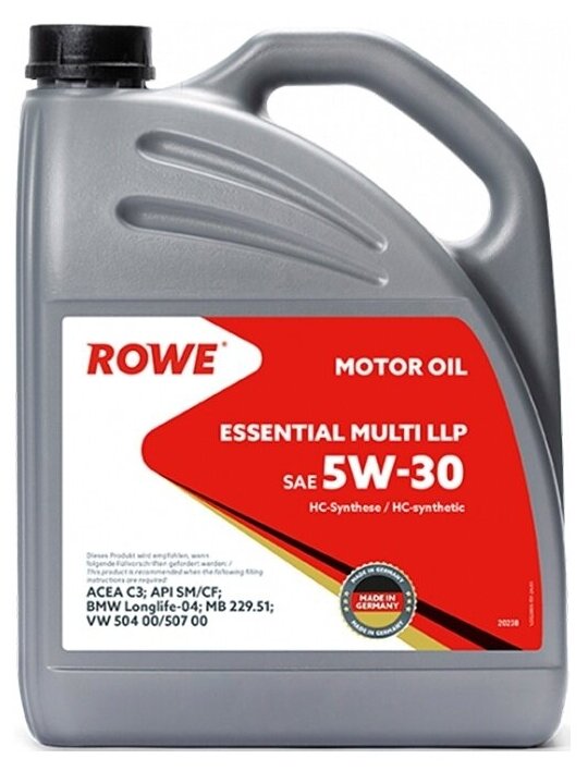 Масло Rowe 5/30 Essential Multi LLP C3, SM/CF BMW Longlife-04, MB 229.51, VW 504/507 синт 5 л