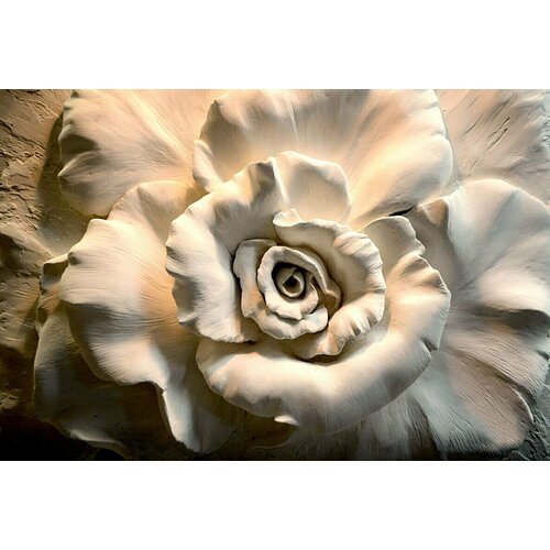 Моющиеся виниловые фотообои GrandPiK Барельеф роза. Гипс, 400х270 см