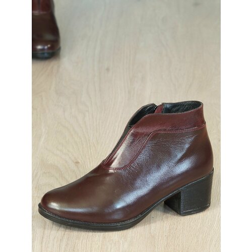 Ботильоны демисезонные, натуральная кожа, полнота 9, анатомическая стелька, размер 38, бордовый