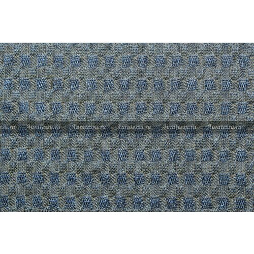 Ткань костюмно-плательная Chanel стрейч оливково-синий рисунок в клетку, ш126см, 0,5 м