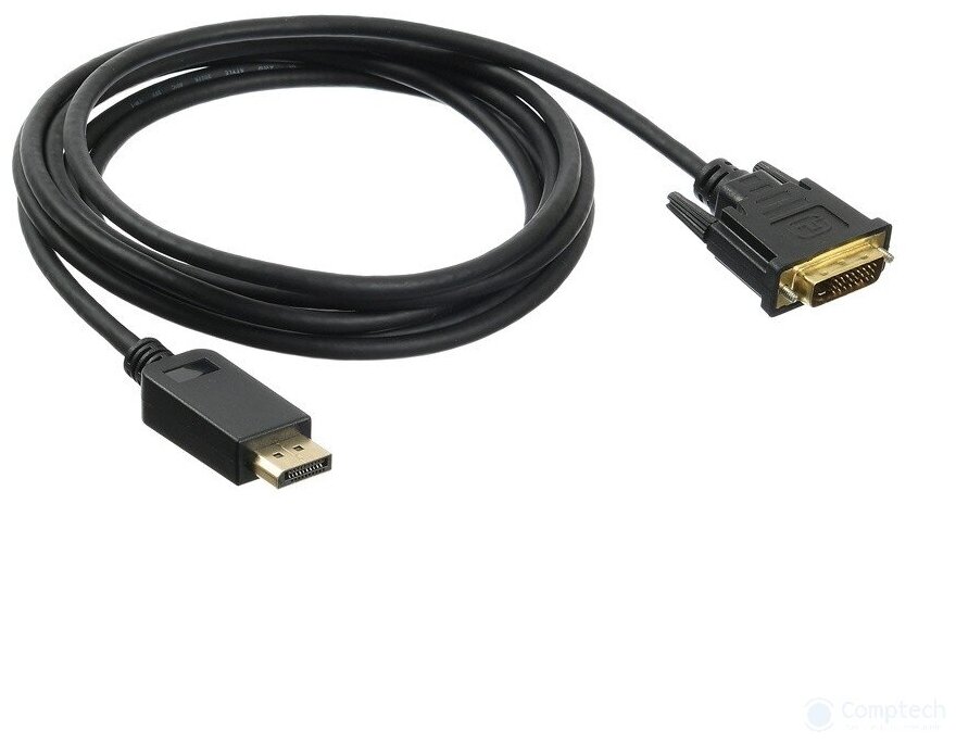 Кабель аудио-видео BURO 1.1v, DisplayPort (m) - DVI-D (Dual Link) (m) , 3м, GOLD черный [bhp dpp_dvi-3] - фото №1
