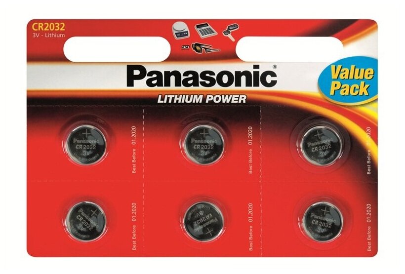 Батарейки Panasonic CR 2032 Bli Lithium, 6 шт. (CR-2032EL/6B) - фото №7