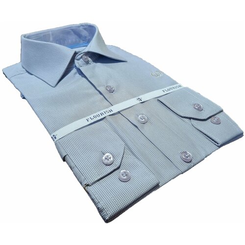 фото Школьная рубашка , на пуговицах, длинный рукав, размер 110-116, серый нет бренда