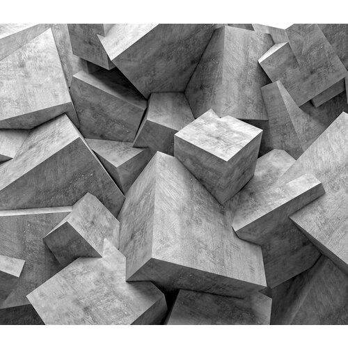 Моющиеся виниловые фотообои GrandPiK Серые кирпичи 3D стена, 300х260 см