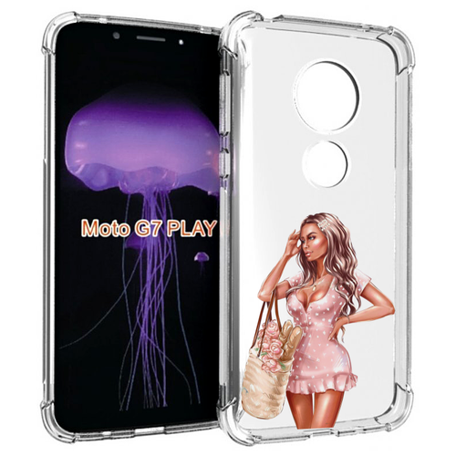 Чехол MyPads Девушка-в-мини-платье женский для Motorola Moto G7 Play задняя-панель-накладка-бампер