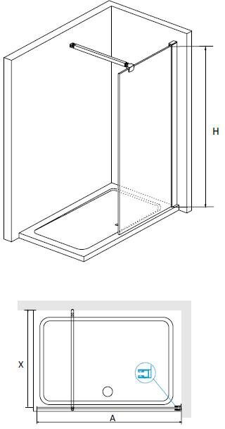 Душевая перегородка RGW 80х195 см WA-001 Хром, Прозрачное, 10 мм Easy Clean (351000108-11)