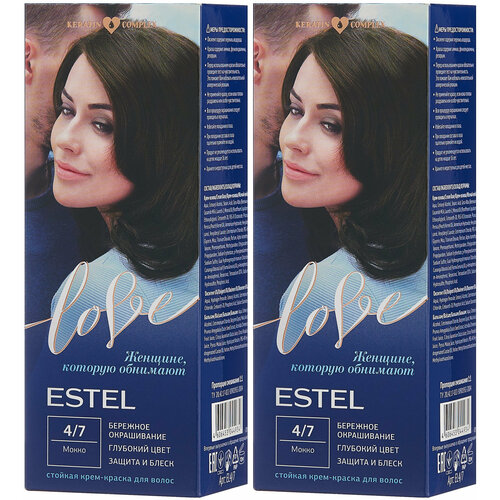 Крем-краска для волос ESTEL Love, Стойкая, 4/7 мокко, 60 мл, 2 шт.