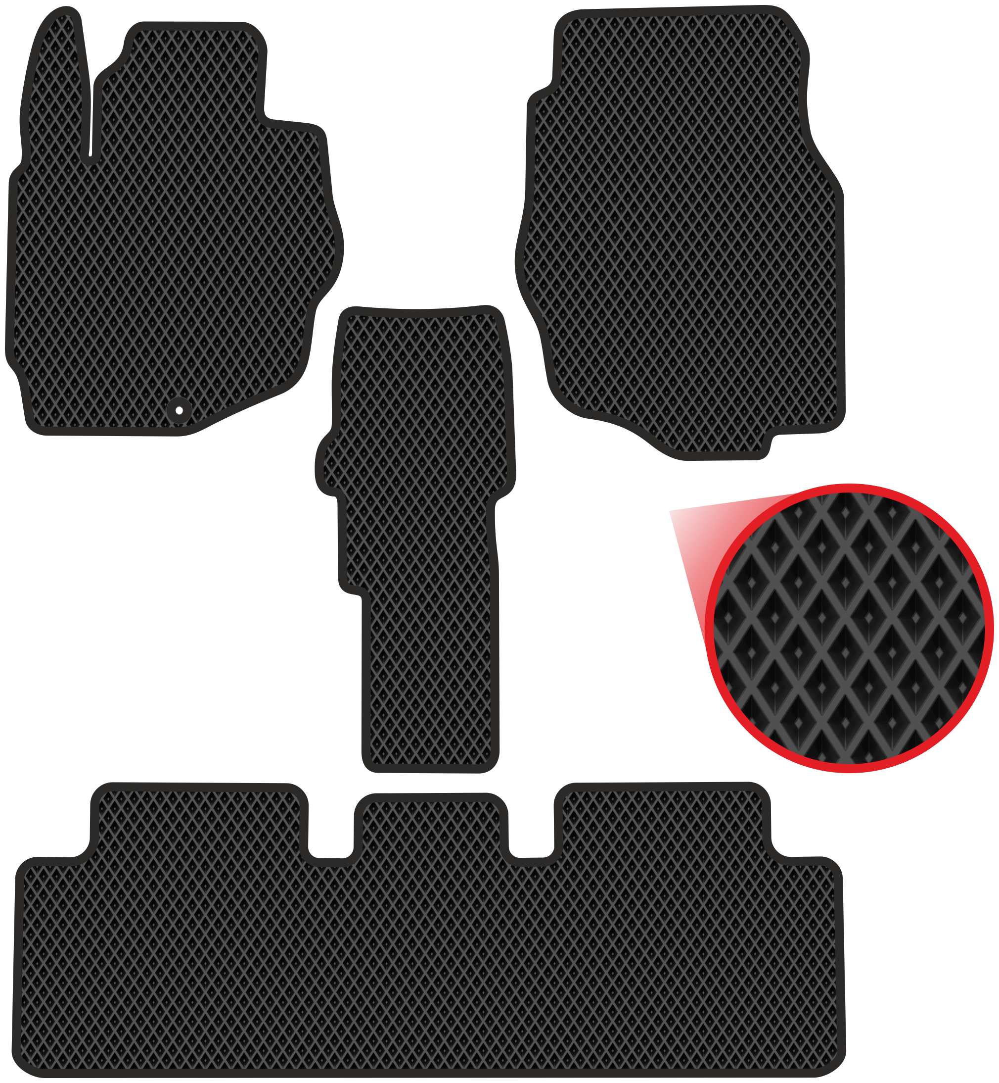 Автомобильные коврики EVA для Mazda MPV II (1999-2006) чёрные с чёрным кантом ячейка - ромб