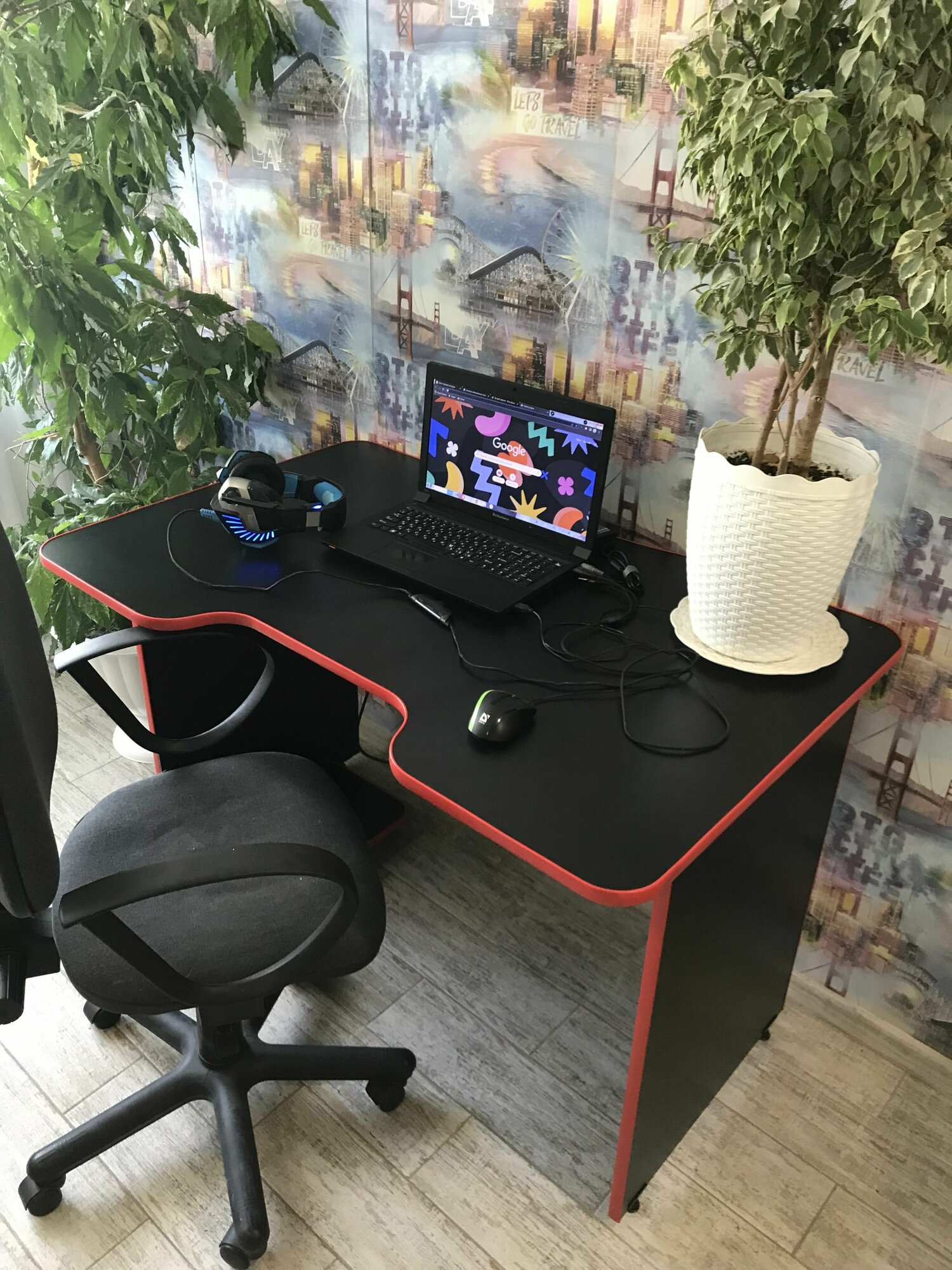 Компьютерный письменный стол ADRENALINE Игровой Геймерский Черный/Красный 120х75х78