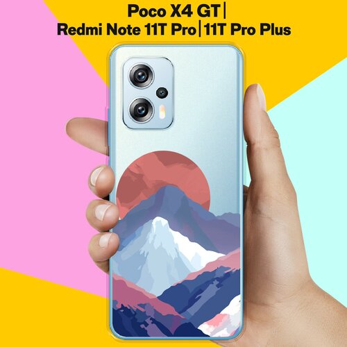 Силиконовый чехол на Poco X4 GT / Xiaomi Redmi Note 11T Pro / Xiaomi Redmi Note 11T Pro+ Горы / для Поко Икс 4 ДжиТи / Сяоми Реми Ноут 11Т Про / Ноут 11Т Про Плюс силиконовый чехол пыльно розовые пионы на xiaomi redmi note 11t pro plus сяоми редми ноте 11т про плюс