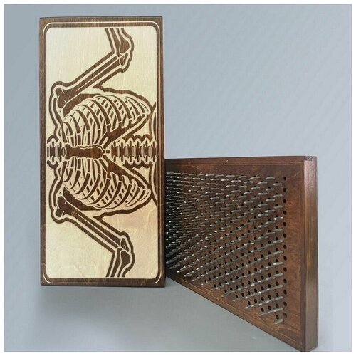 фото Доска садху с динамическими гвоздями, шаг 10мм, цвет венге модель человек (x-ray) - 273 сила души и тела