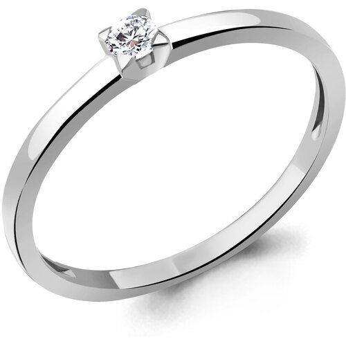 Кольцо помолвочное Diamant online, белое золото, 585 проба, бриллиант, размер 17.5