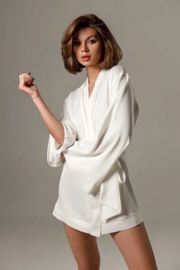 Халат кимоно, цвет белый, размер XS-S - фотография № 3
