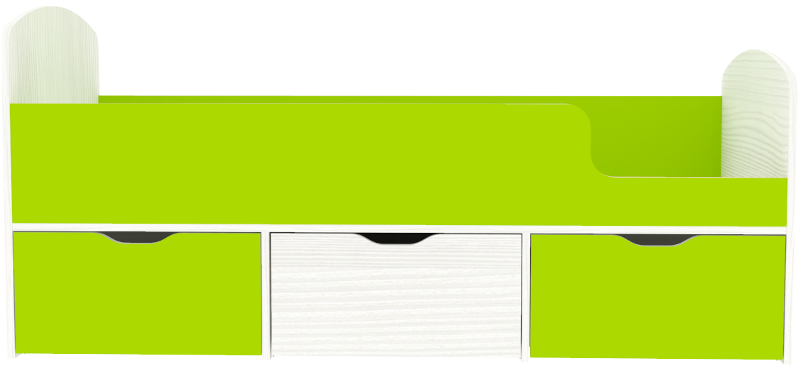 фото Кровать Малыш Мини Белое Дерево - Лайм