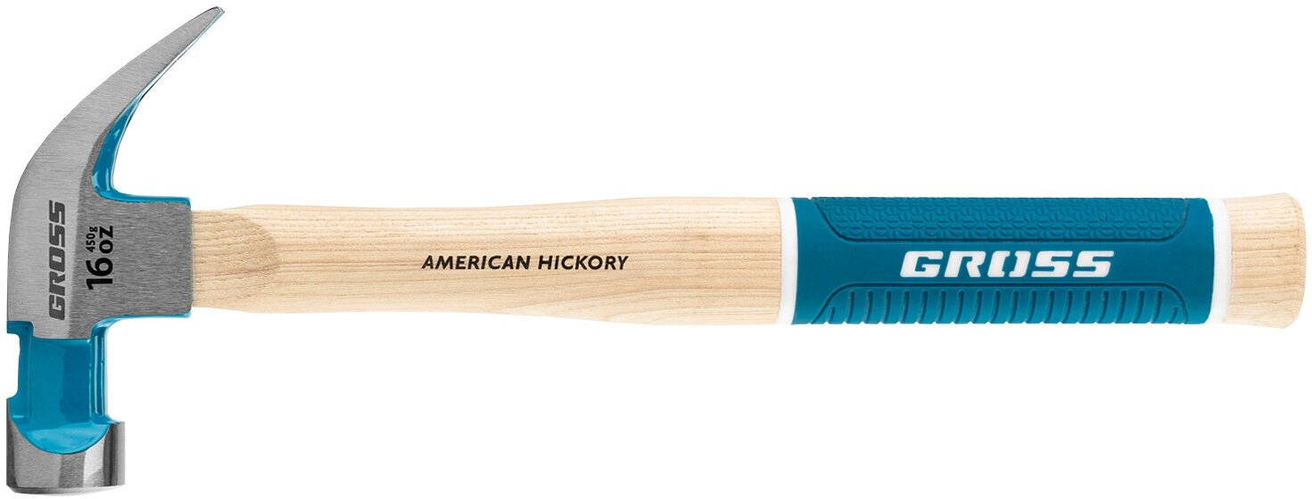 Молоток-гвоздодер Gross American hickory 10415 (вес бойка 450г, угол 45, магнит, обрезиненная рукоятка) - фото №2