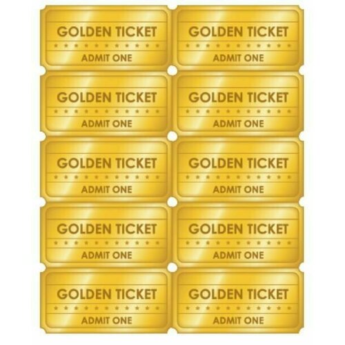 Сахарная картинка для торта "Golden ticket". Украшение для торта и декор для выпечки.