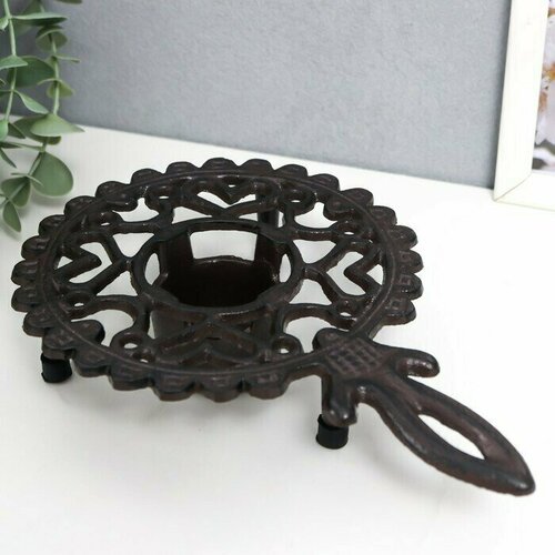 Подставка для греющей свечи на 1 свечу чугун Сердечки с ручкой 4х145х215 см 2152₽