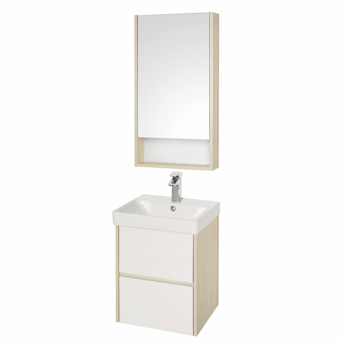 Зеркальный шкаф Акватон Сканди 45 белый, дуб верона - фотография № 16