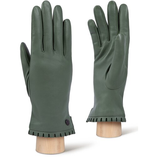Перчатки LABBRA зимние, натуральная кожа, подкладка, размер 6.5, зеленый
