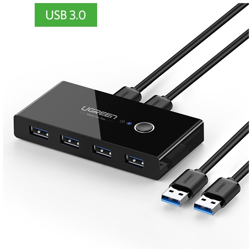 Разветвитель портов UGREEN 2 In 4 Out USB 3.0 Sharing Switch Box US216 (30768)