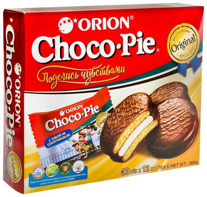 Пирожное Orion Choco Pie 360 г (12 штук в упаковке) - фотография № 5