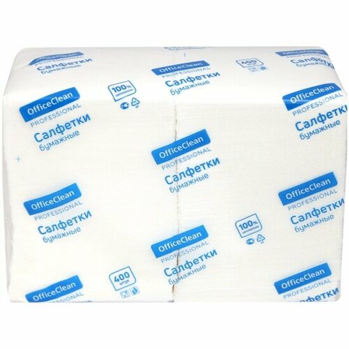 Салфетки бумажные Officeclean 24x24 см 1-сл Profi Pack, белые, 400 листов салфетки бумажные officeclean professional profi pack 1 слойн 24 24см красные 400шт арт 242340