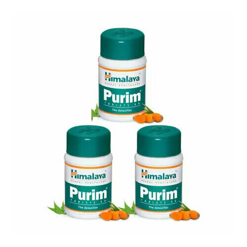 Таблетки Пурим Хималая Хербалс (Purim Himalaya Herbals) для здоровой кожи и системной очистки крови, природный антиоксидант, 3х60 шт.