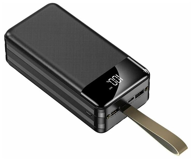 Внешний аккумулятор Power bank Demaco A205 на 50000 mAh черный с функцией беспроводной зарядки и встроенными кабелями для зарядки