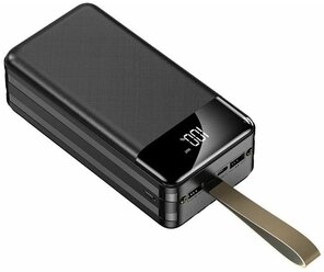 Внешний аккумулятор Power bank Demaco A205 на 50000 mAh черный с функцией беспроводной зарядки и встроенными кабелями для зарядки