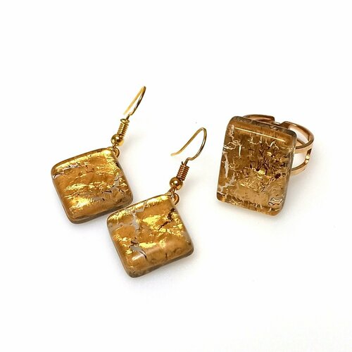 Комплект бижутерии arte di murano, муранское стекло, золотой