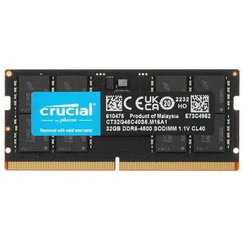 Оперативная память Crucial 32Gb DDR5 4800Mhz SODIMM 1200000₽