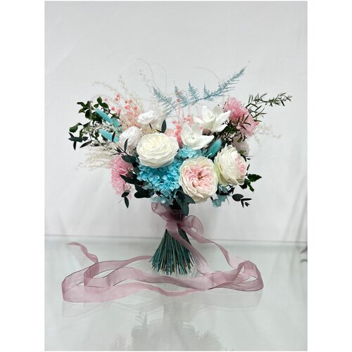 Букет «Нежность» из натуральных стабилизированных цветов/50см