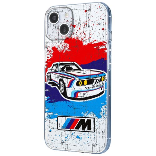 Силиконовый чехол с защитой камеры Mcover на Apple iPhone 13 mini с рисунком BMW M силиконовый чехол с защитой камеры mcover на apple iphone 13 mini с рисунком хороший день