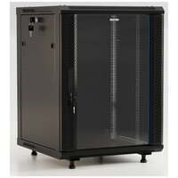 Шкаф настенный Hyperline 19-дюйм. 15U, стекл. дверь с перфорацией по бокам, ручка с замком