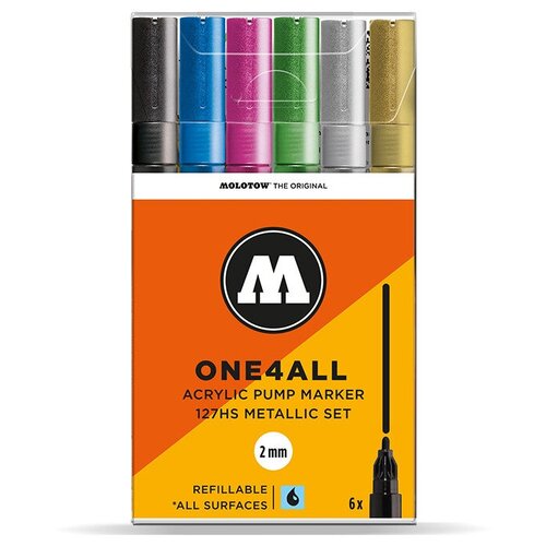 фото Molotow набор маркеров molotow "one4all 127hs" metallik-set 6 штук