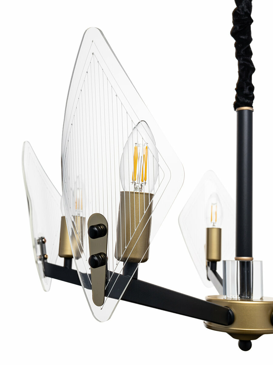 Люстра Lamplandia L1471, 5 ламп, 17 м², цвет черный/бесцветный - фото №6