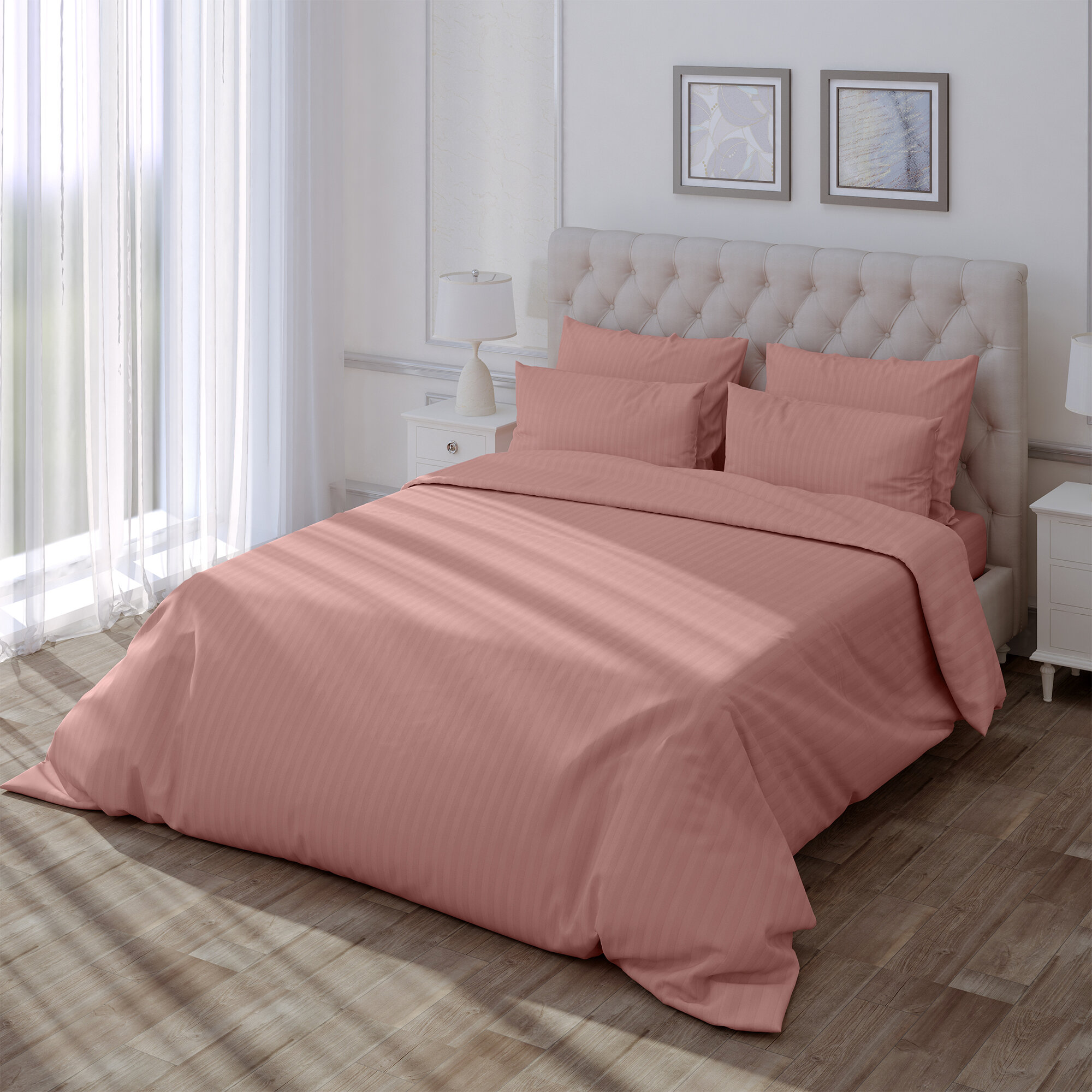 Комплект постельного белья Verossa 1.5 СП 180х215 полутораспальное Rouge, пододеяльник 148х215 на молнии, 2 наволочки 70х70, хлопок 100%, розовый