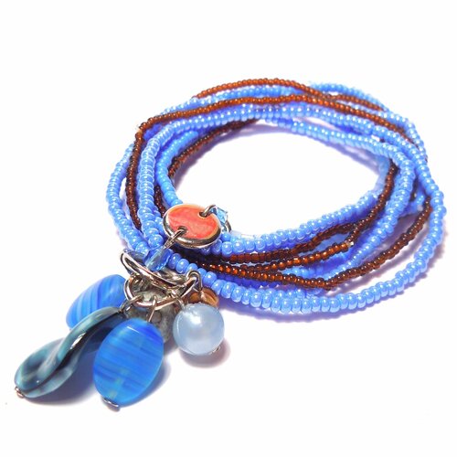 фото Женский браслет из чешского бисера с гроздью бусин из богемского стекла, синий gulnara
