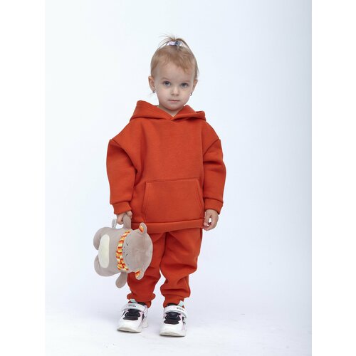 фото Костюм детский, худи и брюки, размер 98, оранжевый kiddy chic