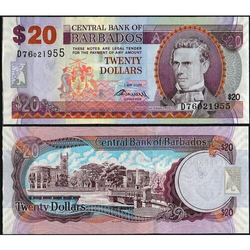 Барбадос 20 долларов 2007-2009 (UNC Pick 69) барбадос 5 долларов 2007 2012 unc pick 67