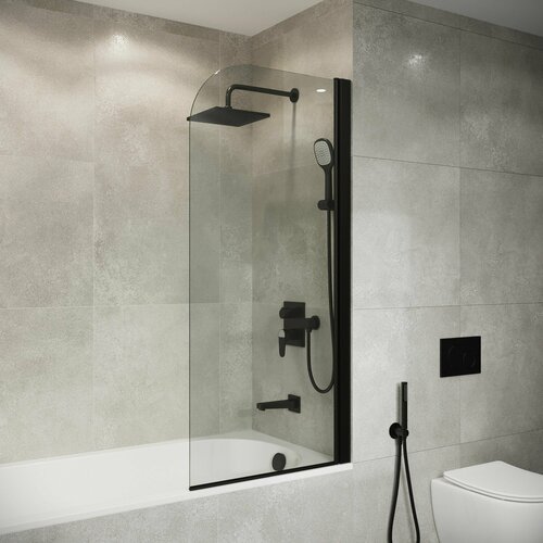 Шторка для ванны прозрачная Keramastar Supra Night KR065022 (150х70) профиль черный, стекло 6мм