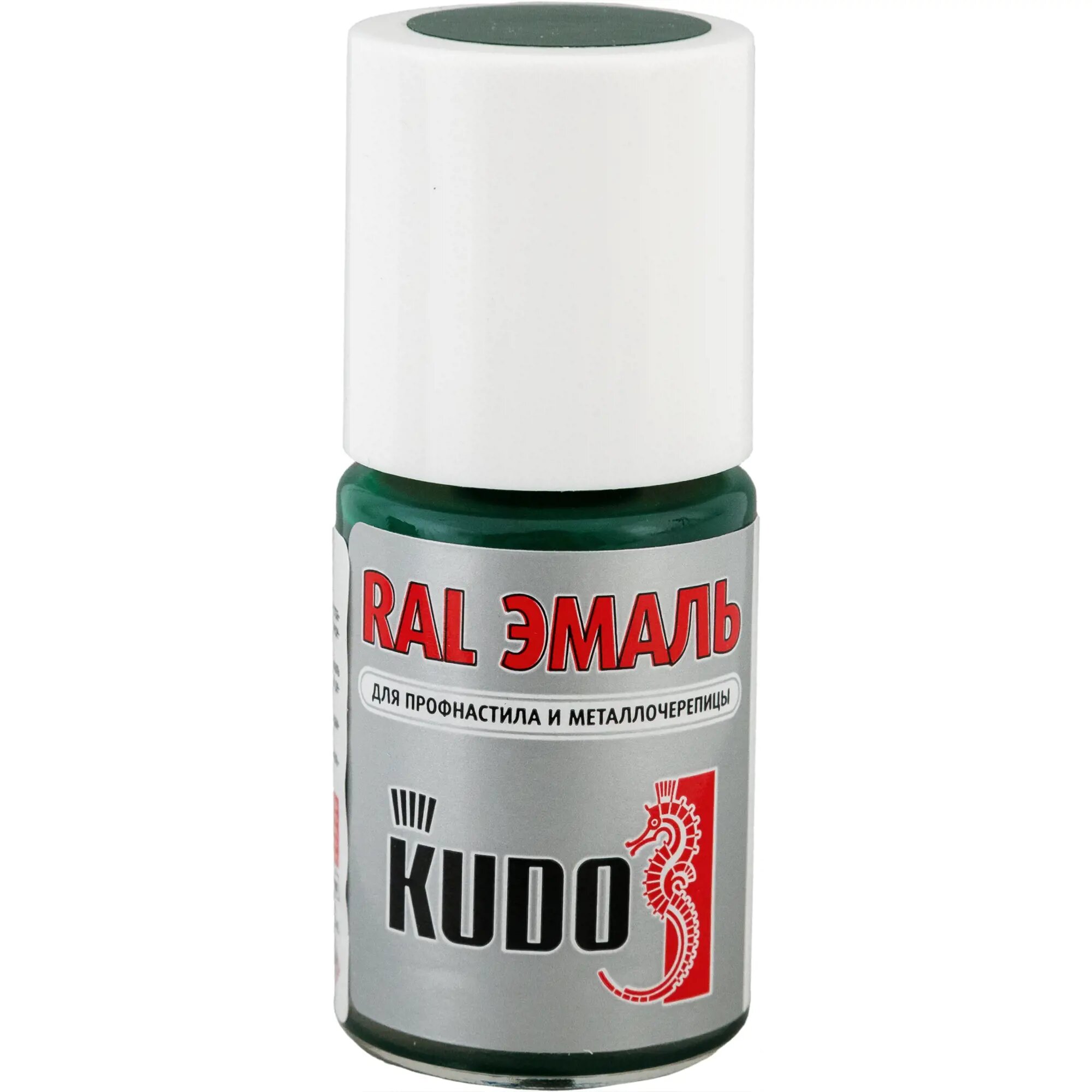 фото Эмаль для металлочерепицы Kudo с кисточкой цвет зелёный мох 15 мл