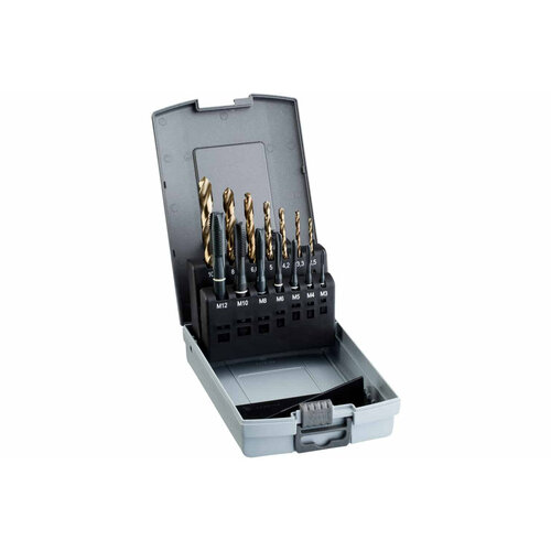 Набор из метчиков и спиральных сверл HSS M3-M12 Euroboor DTS.312 6pcs twist drill bit set hex shank titanium plated hss screw thread bit screw machine compound tap m3 m4 m5 m6 m8 m10 hand tools