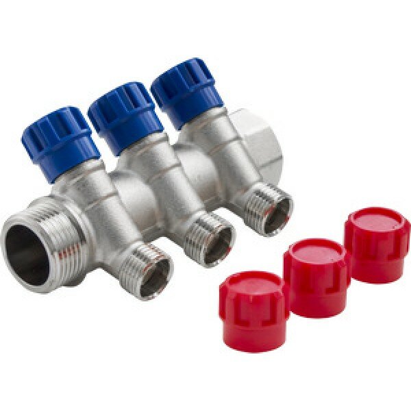 фото Коллектор с регулирующими вентилями 4 вых. Ø3/4"х1/2" нар. р. VALFEX (30)