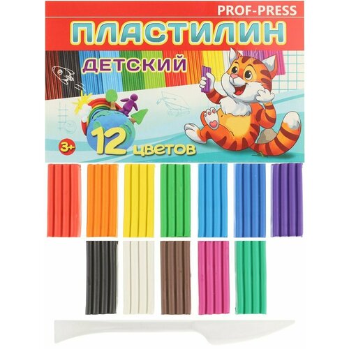 Пластилин 10 цветов 180 грамм Prof-Press ПЛ-8596