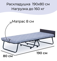 Раскладушка с матрасом на панцирной сетке "Престиж М сетка" до 150 кг