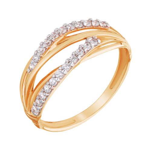 Кольцо Ювелир Карат, красное золото, 585 проба, фианит, размер 16