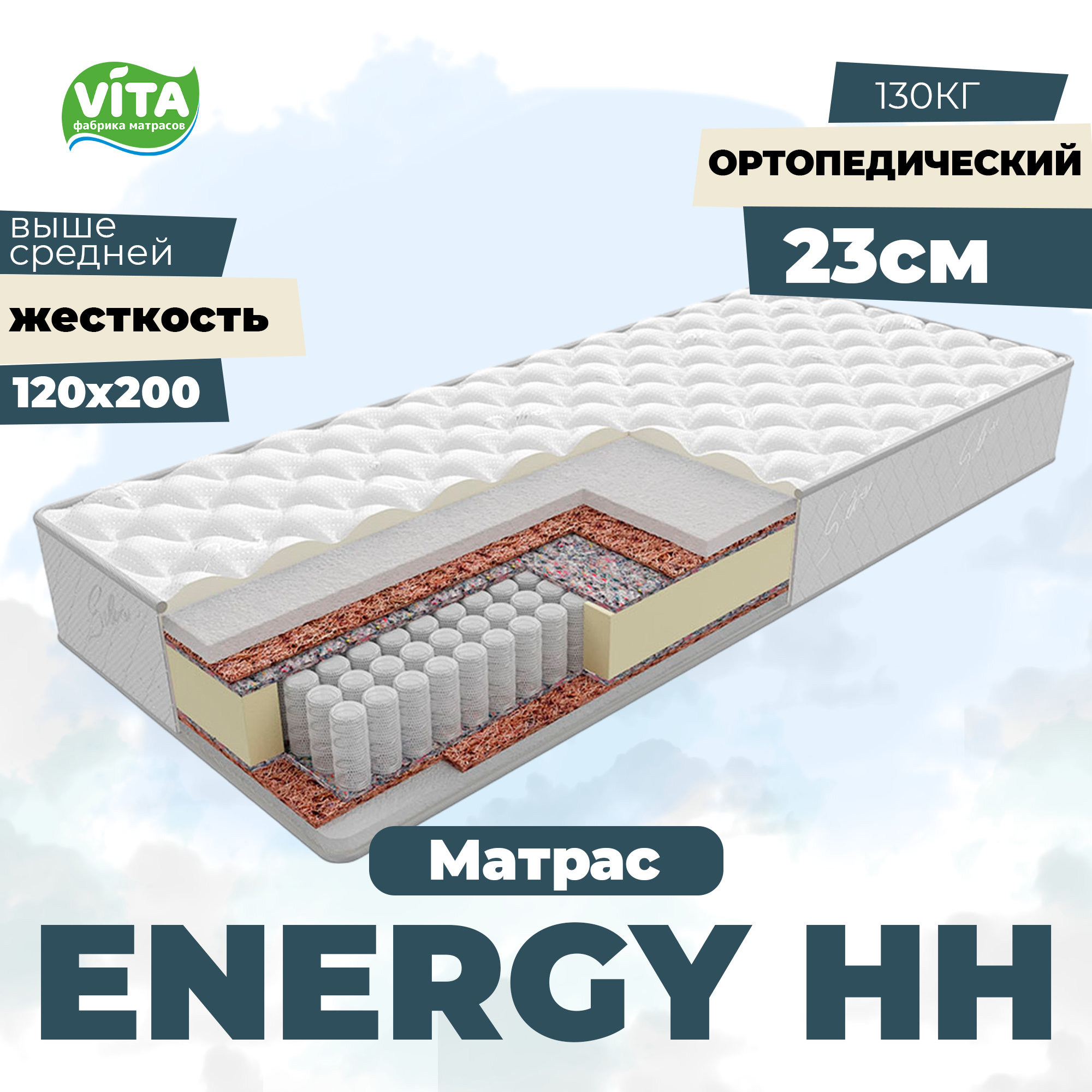 Матрас ортопедический пружинный Energy Holl Hard PS 500 (120х200)